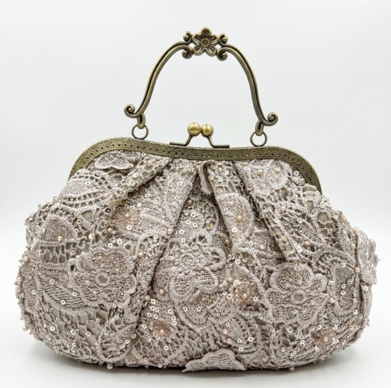Maharani Beige lace Batua
