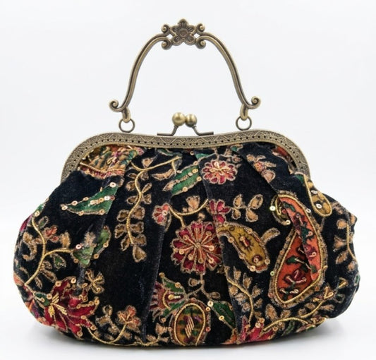 Maharani Black printed Batua