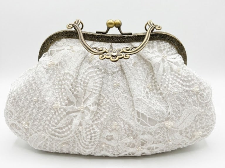 Maharani White lace Batua