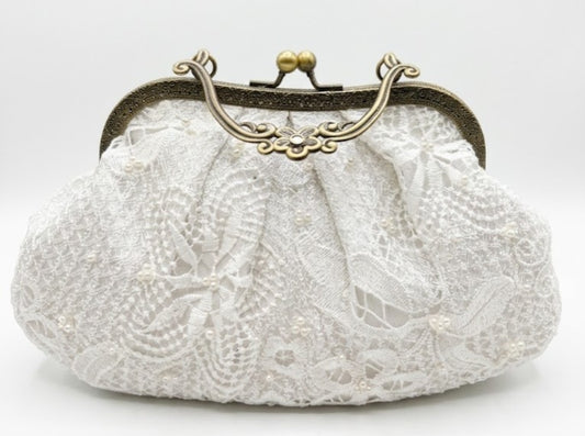 Maharani White lace Batua