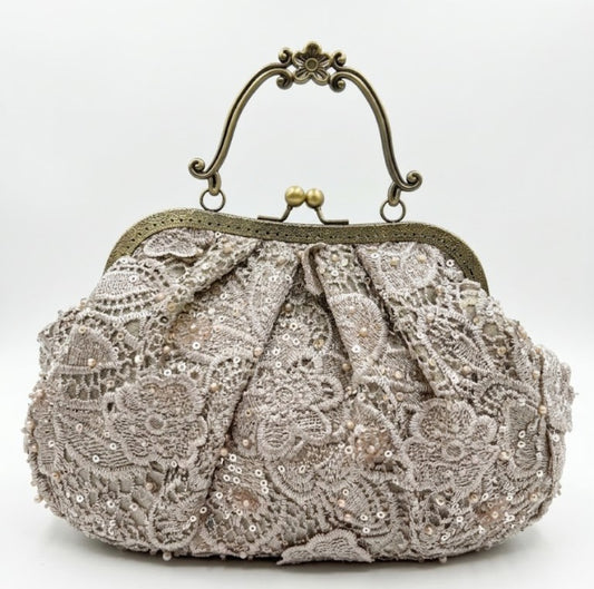 Maharani Beige lace Batua